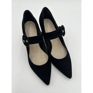 Marc Fisher Womens Carney Block Heel Mary Jane Pumps Black Suede Size 7.5 M EUC